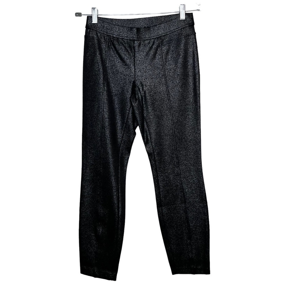Alfani Pull-On Skinny Leg Pants Womens 4 Black Silver Shimmer Elastic Waist